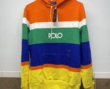 NEW Polo Ralph Lauren Orange Multi Colorblock Logo Fleece Pullover Hoodi... - £102.29 GBP