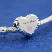 2020  Winter Release 925 Sterling Silver Goddaughter Heart Charm With Enamel - £13.70 GBP