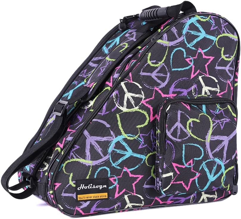 Holisogn Ice, Figure, Inline and Roller Skate Bags,, Peace & Love Black HLS002 - $43.99