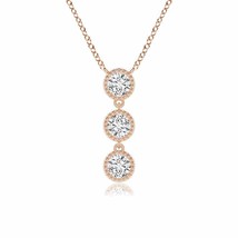 ANGARA 0.51ctw Three Stone Natural Diamond Pendant Necklace in 14K Gold (HSI2) - £982.06 GBP