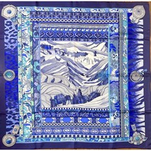 Hermes Scarf La Femme Aux Semelles De Vent 90 Cm Silk Blue Carre Wind Woman 35&quot; - £1,738.14 GBP