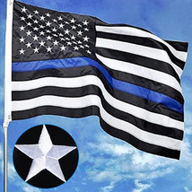 4X6 Ft American Flag Police Flag Embroidered Stars - Sewn Stripes -Brass Grommet - £18.59 GBP