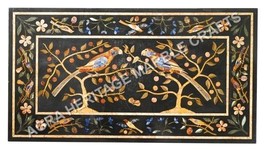 4&#39;x3&#39; Exclusive Black Marble Restaurant Dining Table Tops Marquetry Inlaid Decor - £1,472.08 GBP
