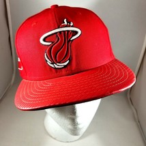 Men's Miami Heat Cap 59/Fifty Brand Size 7-1/4 (not adjustable) Red Wool - $10.39