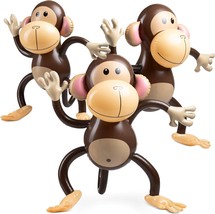 Large Inflatable Monkey Pack of 3 27 Inch Monkeys for Baby Shower Safari Jungle  - £25.27 GBP