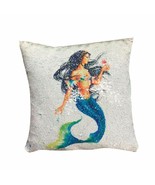 Mermaid Magic Swipe Sequin Throw Pillow 16 x 16 - £21.35 GBP