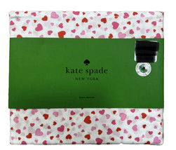 Kate Spade Queen Sheet Set Cotton Percale Pink &amp; Red Hearts On White Sheets Nwt - £92.49 GBP