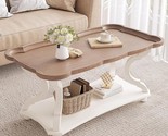Farmhouse Cottagecore Coffee Table, Rustic Tray Top Sofa Table For Famil... - $277.99