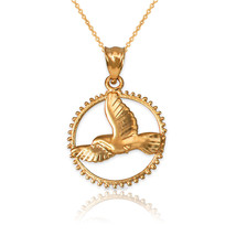 10K Yellow Gold Dove of Peace Round DC Pendant Necklace - £61.34 GBP+