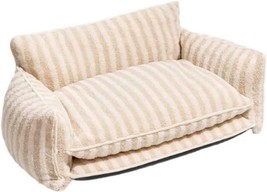 Beige And White Striped Pet Bed, Cute Sofa Style Dog Bed, Size 31.5 X 19.68  - £52.90 GBP