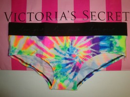 New Victoria&#39;s Secret Pink Logo Hipster Panty Pink MULTI-COLOR Tie Dye Print S - £10.27 GBP