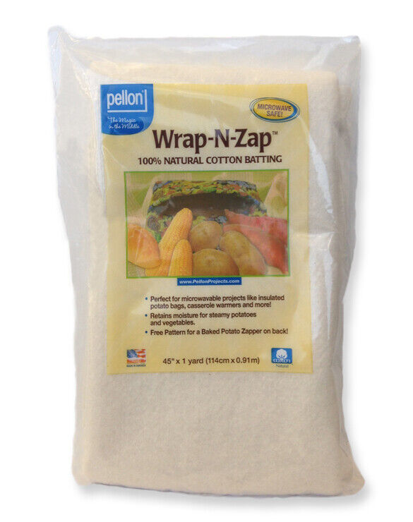 Pellon Wrap-N-Zap Microwave Safe Natural Cotton Batting 45" x 1 Yard M544.10