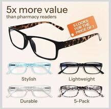 Five Pack Assorted Color Reading Glasses 1.0 Power NEW IN BOX  - €13,18 EUR