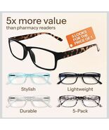 Five Pack Assorted Color Reading Glasses 1.0 Power NEW IN BOX  - €13,21 EUR