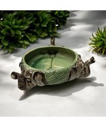 Vintage Elephant Heads Ceramic Planter Green Trunk Up Roughly 10-13”  x 4” - $1,235.47 MXN