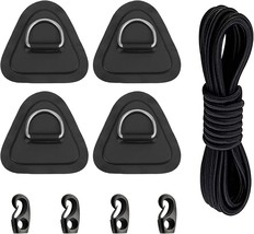 4 Pack Stainless Steel D-Ring Triangle Patch with 2.5m Black Bungee Cord... - £24.83 GBP