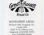 Great Harvest Bread Co. November Menu Military Highway San Antonio Texas... - $15.84