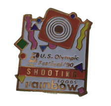 1990 US Olympic Festival Rainbow Foods Lapel Pin SHOOTING Minnesota USA Vintage - £5.40 GBP