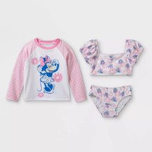 Toddler Girls&#39; Minnie Mouse Long Sleeve Rash Guard Set - Pink 12M - $24.30