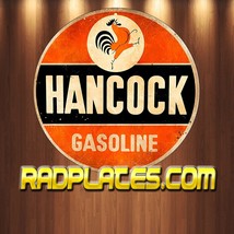 Hancock Gasoline Vintage Retro Aluminum Metal Sign 12&quot; Round - $21.65