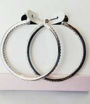 R.H. Macy &amp; Co. Boxed Earrings In Out Rhinestone Hoops Silver Tone 1.5 I... - £12.70 GBP