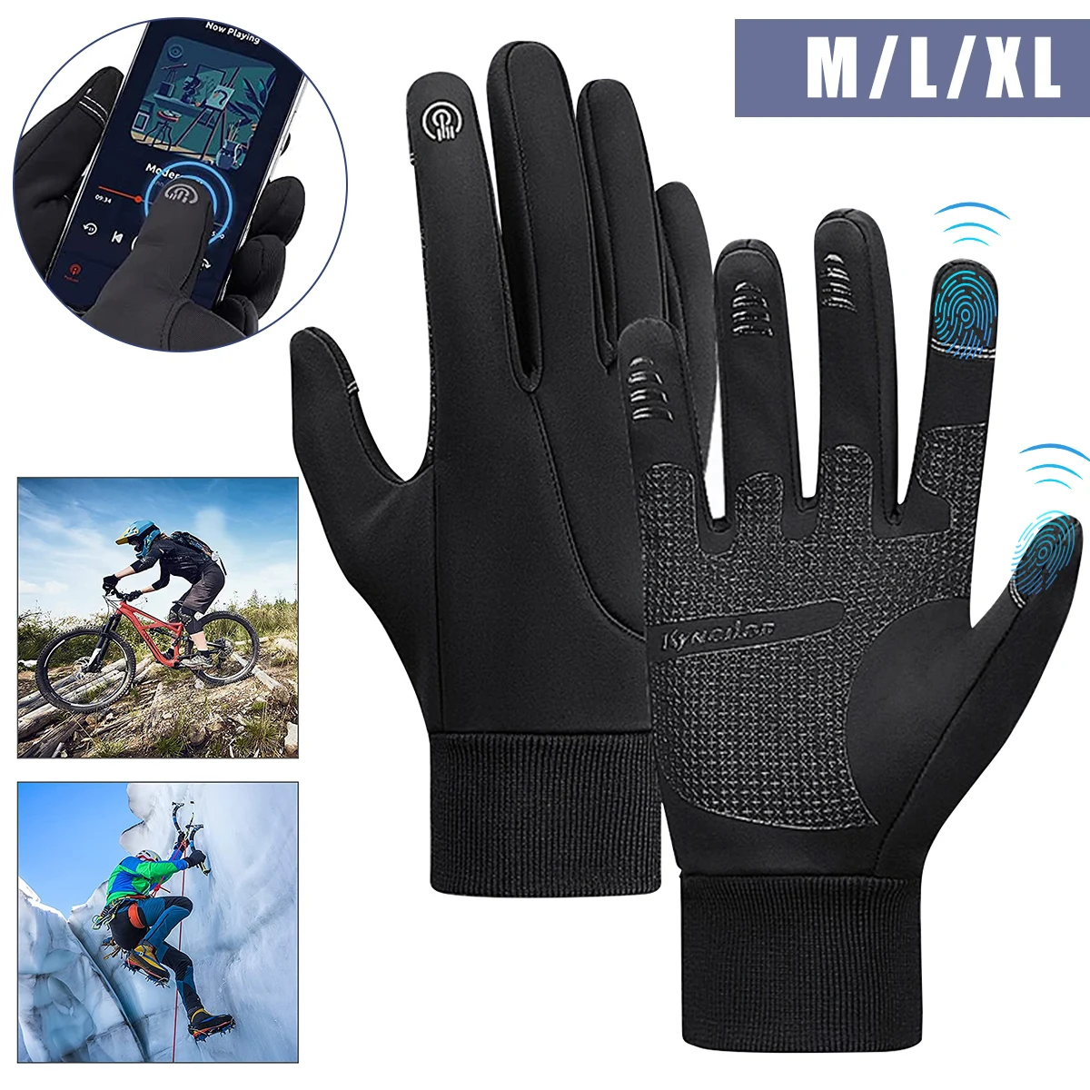 Winter Gloves Men Women Touch Screen Non-Slip Gloves Windproof Water-Resistant - £12.58 GBP+