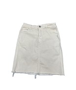 &amp; Denim Skirt Knee Length Straight Skirt Beige Size 2 W/Frey 4 Pockets - £15.09 GBP