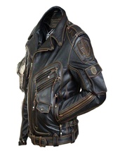 GHOST men&#39;s retro leather multi-pocket personalized leather jacket - £82.26 GBP+