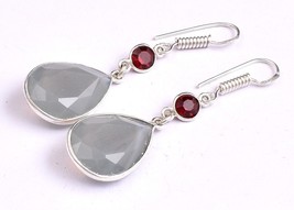 925 Sterling Silver Handmade Smokey Gemstone Women Dangle Drop Earrings For Gift - £39.53 GBP+
