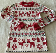 Hanna Andersson Boys Red Green Reindeer Snowflakes Long Sleeve Pajama Sh... - £9.62 GBP