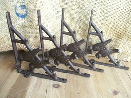 4 Cast Iron Antique Style BIRD Brackets Corbels Garden Braces Shelf Brac... - $34.99