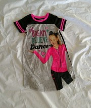 Nickelodeon Girl &quot;Dream Believe Dance&quot; Graphic Black Pink JoJo Siwa Nightgown L - £37.81 GBP