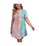 Multicolor Tie-dye Short Sleeve Plus Size Dress 4X (2001) - £17.20 GBP