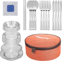 Camping Mess Kit, 28 Pcs Camping Accressories, Stainless Steel Camping Dishes - £50.56 GBP