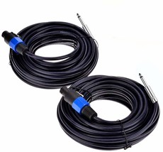 Yuyaokk 2Pack 25 Ft Speakon To 1/4&quot; Male Speaker Cables, Pro 12 Gauge Awg Wire - £36.15 GBP