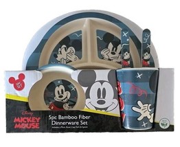 Five (5) Piece ~ Melamine ~ Disney MICKEY MOUSE ~ Melamine ~ Dinnerware Set - £21.70 GBP