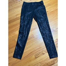 Vince Camuto shiny black leopard pull on dress pants Small Excellent pre... - $19.42