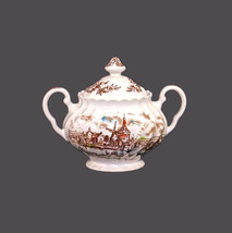 Johnson Brothers Tulip Time Multicolor Brown covered sugar bowl made in England. - $74.78
