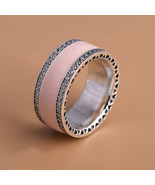 925 Sterling Silver Hearts, Soft Pink Enamel &amp; Clear CZ For Women  - $444.93 MXN