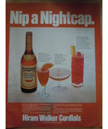 Vintage Hiram Walker Cordials Nip a Nightcap Print Magazine Ad 1971 - $8.21 CAD