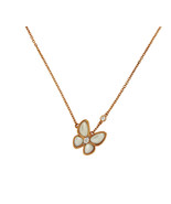 Van Cleef &amp; Arpels Two Butterfly Rose Gold Mother of Pearl with Diamond ... - $3,700.00