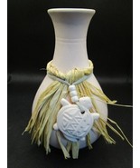 MID WESTERN POTTERY STYLE VASE TURTLE MEDALLION 7 3/4&quot; PINK - $76.02 CAD