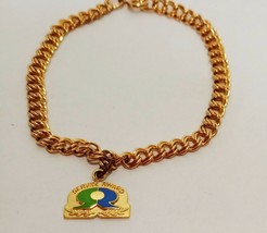 Service Award Charm Bracelet Gold Tone Robbins Attleboro 7&quot;  Vintage  - £15.02 GBP