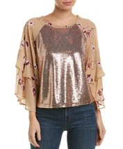 FREE PEOPLE Womens Top Shimmy And Shake Relaxed Champagne Beige Size XS OB890206 - £39.22 GBP