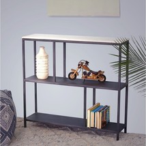 30&quot; Black and White Iron Three Tier Geometric Bookcase - $4,899.04 MXN