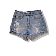 KanCan High Rise Distressed Denim Raw Hem Blue Jean Shorts - Size 3/25 - £14.84 GBP