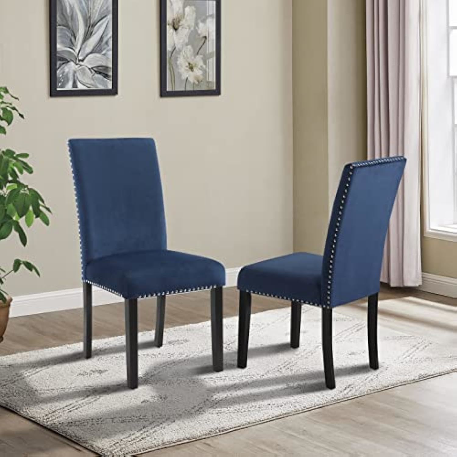 Doris-Sd-00388-Dx Dining Chairs, Set Of 2, White+Black