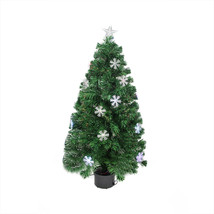 US Seller 3&#39; Prelit Color Changing Fiber Optic Christmas Tree With Snowflakes Fa - $176.38