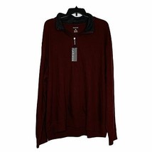 New Van Heusen 1/4 Zip Pullover Sweater Burgundy Size XXL Cotton Blend Mens - £15.79 GBP