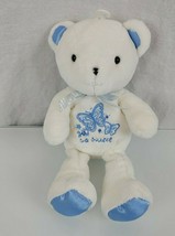 Carters So Sweet Plush Stuffed Bear Butterflies Rattle White Pretty Blue... - £39.56 GBP